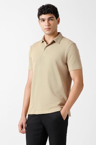 Image of Van Heusen Solid Polo T Shirt for Men | Premium Cotton | Waffle Knit Textured | Regular Fit | Elegant Style | Casual Wear