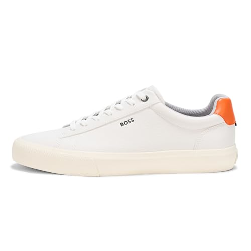 Image of BOSS Men's Aiden Logo Block Leather Low Top Sneakers | Casual Shoes