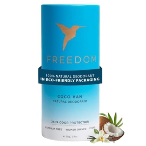 Image of Freedom All Natural & Aluminum-free Deodorant for Women with 24-Hour Odor Protection in Eco-friendly Packaging - Made with Organic Essential Oils - Coco Van 1.9oz