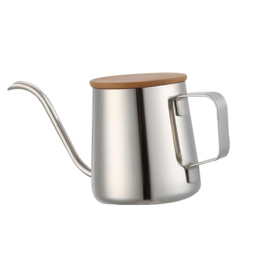 FUNOMOCYA 2pcs Coffee Kettle Stainless Steel Drip Pot with Lid Handheld Fine Mouth Coffee Pot for Home and Shop Use Design Safe Grip Handle