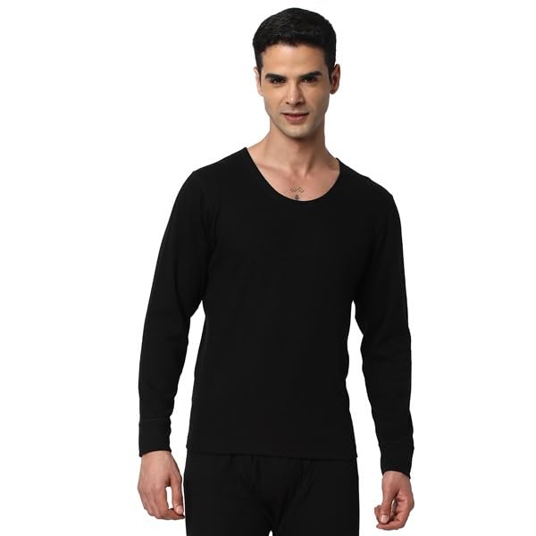 cotstyle Black Cotton, Viscose and Polyester Super Combed Cotton Rich Fabric Men Thermal Top Innerwear-picture-50