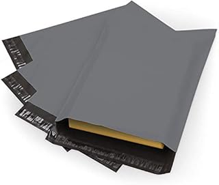 Pack of 100  12 x 16 Inch | Grey Mailing Bags | Self Adhesive | Waterproof and Tear-Proof Postal Bags | Small to Large Sized Mixed Grey Plastic Mail Postage Plastic Envelopes