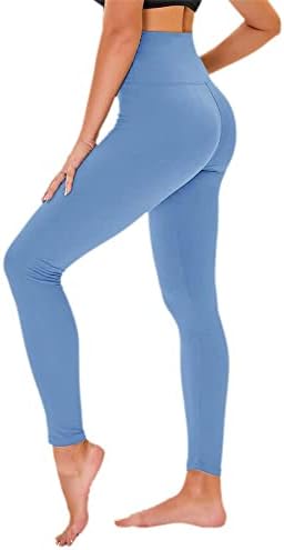 TNNZEET High Waisted Leggings for Women, Light Blue, Small-Medium