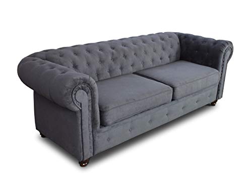 Sofa Chesterfield Asti 3-Sitzer, Couch 3-er, Glamour Design, Couchgarnitur, Sofagarnitur, Holzfüße, Polstersofa - Wohnzimmer (Braun (Capri 45)) – Bild 6