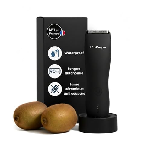 Tondeuse Intime Homme ClubCooper – Tondeuse Corps Homme Parties Intimes – Rasoir Électrique Anti-Coupures Zones Sensibles – Lame Céramique Waterproof – Pubis Testicules – 0/3/6/9/12mm USB (Noir)