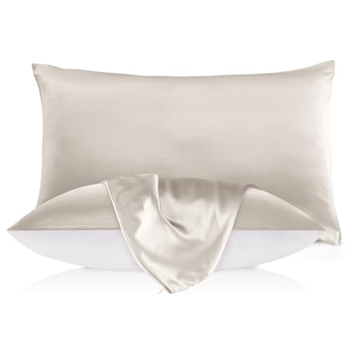 LILYSILK 19mm Silk Mulberry Pillowcase for Hair with Cotton Underside King 20x36 Inch Moonlight Gray King 20''x36'' Moonlight Gray
