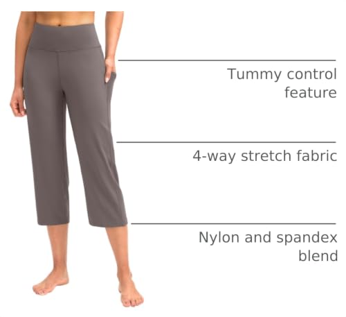 Image of G Gradual Capri Pants for Women High Waist Workout Yoga Pants with Pockets Tummy Control Leggings Crop Straight