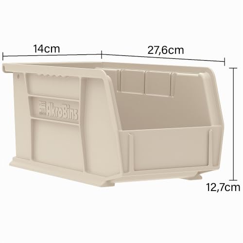 Akro-Mils 30230 AkroBins Plastic Storage Bins, Space-Saving Stackable Bins for Garage, Pantry, Craft Organization, 27,6 cm x 14 cm x 12,7 cm, Black, 12-Pack