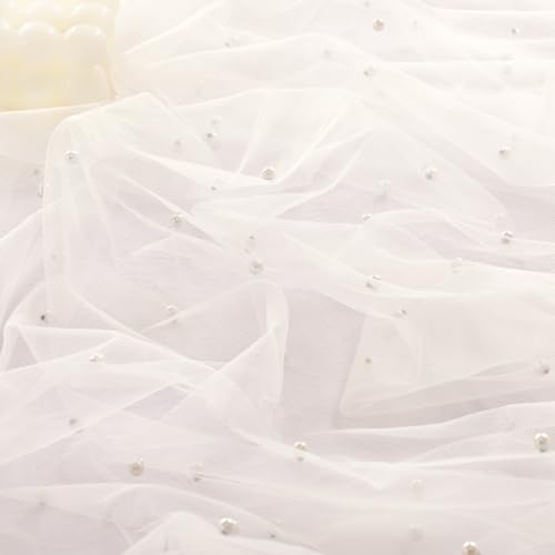 Socomi Pearl Gauze Table Runner Spring Easter Sheer 10FT Tulle Dining Wedding Birthday Party Baby Shower Anniversary Holiday Centerpiece Table Decor Ivory White #2