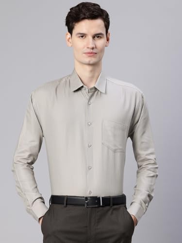 Image of Majestic Man Men's Solid Cotton Blend Textured Wrinkle-Resistant Slim Fit Easy Iron Formal Shirt