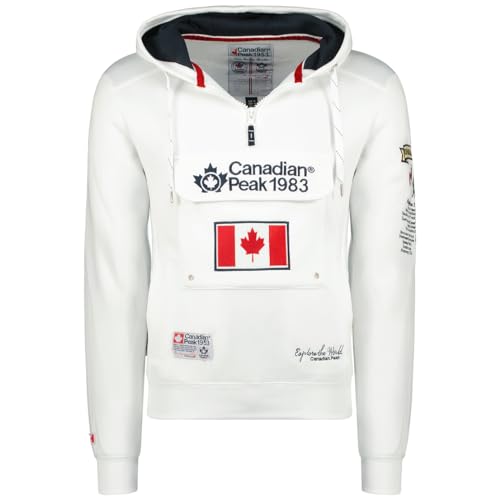 Canadian Peak Galapagos Men - Sudadera Con Bolsillo Tipo Canguro Para Hombres - Sudaderas Con Capucha Ciente Manga Larga - Rego Ide Primavera Verano Otoño Invierno (Blanco L)