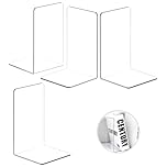 4 Pcs Acrylic Bookends, Clear Bookshelf Book Divider Stopper Heavy Duty Bookend Shelf Dividers for Shelves Home Office Desktop Organizer Decoration