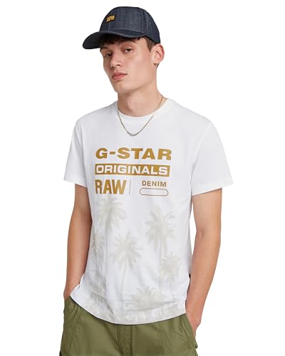 G-Star Para Hombre Camiseta Palm Originals, Blanco White D24681-336-110 , S G-Star Para Hombre Camiseta Palm Originals, Blanco White D24681-336-110 , S