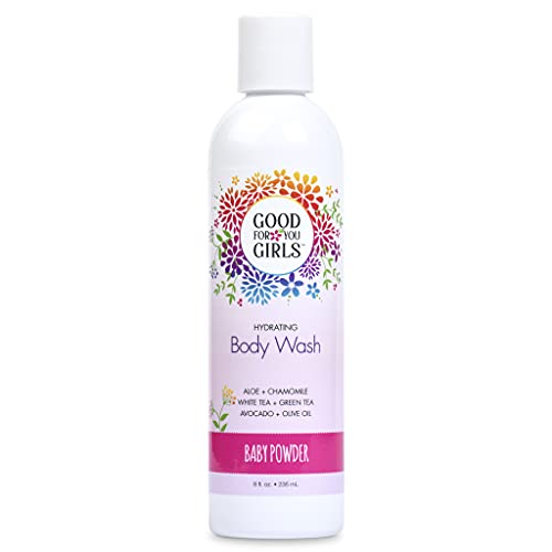 Good For You Girls Natural Body Wash with Aloe, Avocado and Jojoba Oils, Baby Powder Scent