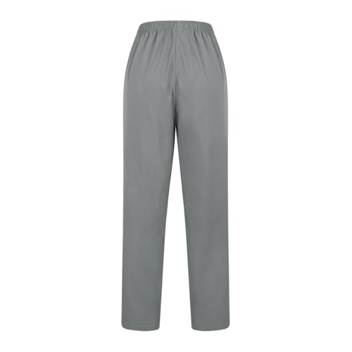 Image of Scrubs Pants for Women Plus Size Stretch Waisted Workwear Pants Medical Uniform Comfy Straight Leg Barrel with Pocket