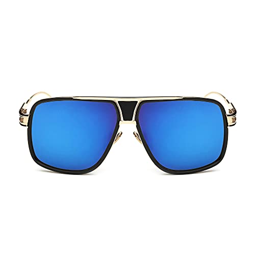 Image of Aviator Sunglasses for Men Retro Fashion Gold Oversized 70s shades