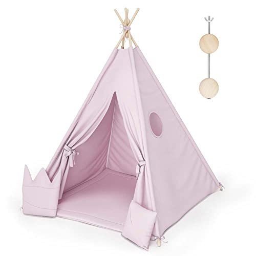 Tenda Teepee Per Bambini Con Luci Fatate - Tenda Gioco Indiano 120x120x160cm, Cotone E Legno - Foto 11