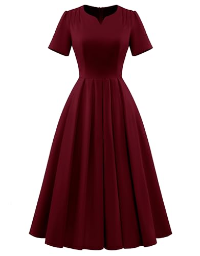 Wedtrend 1950's Womens Vintage Dresses Short Sleeves Work Church Dress Tea Length Cocktail Dress with Pocket