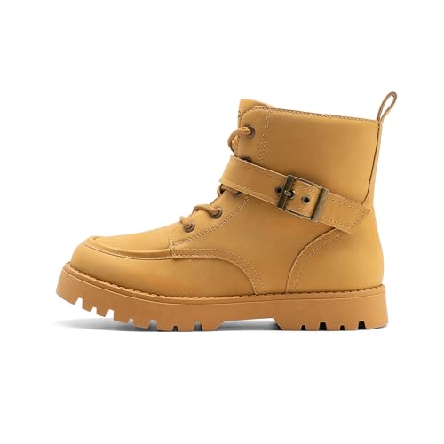 DREAM PAIRS Boys Girls Ankle Boots Lace-up with Buckle Strap Combat boot for Toddler/Little Kid/Big Kids2