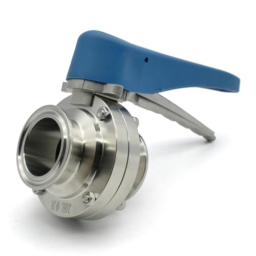 Válvula de mariposa 304 clamp OD50.5mm con maneta de gatillo para regulación de flujo 3