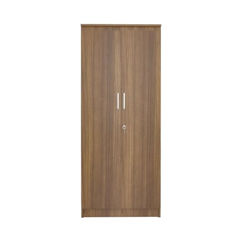 Image of Amazon Brand - Solimo Duo Plus 2 Door Engineer Wood Wardrobe for Clothes Storage with Hanging Hanger for Bedroom, Living Room, Cupboard, Wooden Almirah - Leon Teak