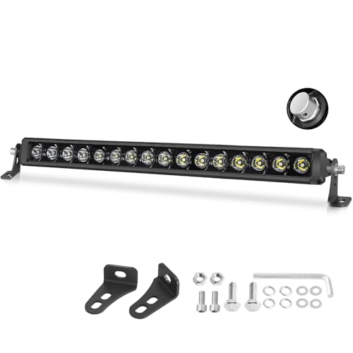 OFFROADTOWN 18 Inch Single Row LED Light Bar 160W 3D Spot Off Road Driving Lights Ultra Slim Thin Led Light Bar Waterproof Work Bumper Lights for Trucks UTV ATV Pickup Marine
