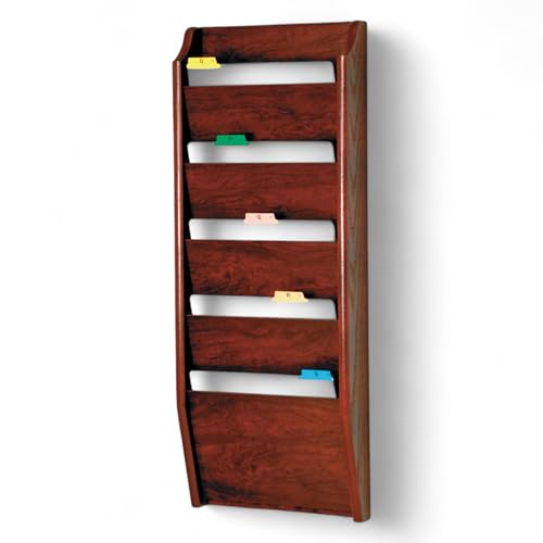 Wooden Mallet 5-Pocket File Holder, Letter Size, Mahogany