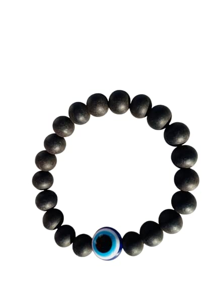 ANAWARIYAS Ebony wood (Natural Unpolished Black Ebony Karungali Kattai Bracelet with one evil eye stone beads | Ebony Black wood Wristband Bracelet for Men and Women (beads size Standard) (B0BTYNQX2F) Amazon Price History, Amazon Price Tracker