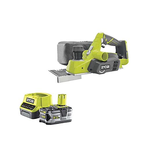 RYOBI Pack Rabot 18V One+ 82mm, sans fil, batterie 5.0Ah, chargeur