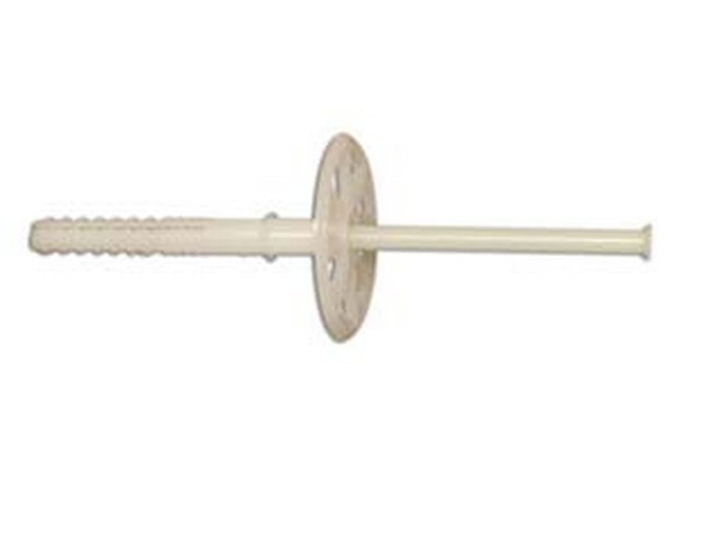 250PZ TASSELLO ESPANSIONE IN PE HD CON CHIODO BIANCO PER CAPPOTTO TERMICO - ? mm.58x130h. - chiodo in nylon mm.130h.