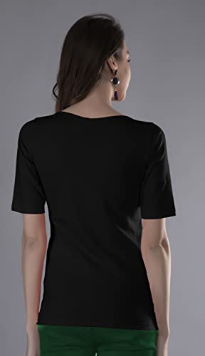 Image of A5016 Women's Scoop Neck Elbow Sleeve T-Shirt for Women