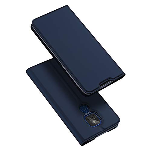 DUX DUCIS Funda Moto G9 Play, PU Cuero Flip Carcasa Fundas Móvil de Tapa Libro para Motorola Moto G9 Play (Azul Marino)