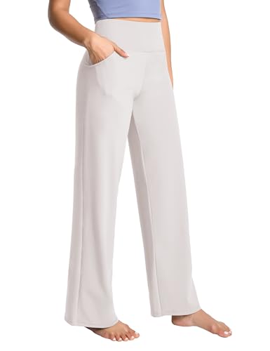 Image of BUBBLELIME Women High Waist Wide Legs Yoga Pants Loose Sweatpants Pockets | 29 inch /31 inch /33 inch /35 inch /37 inchInseam,2 Styles / Dress /Basic,Lounge,Comfy,Stretch Casual Work