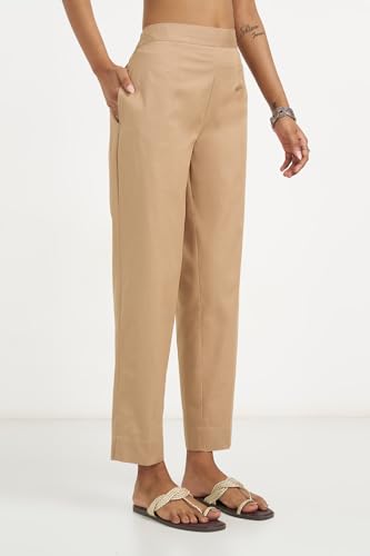 Image of Rangmanch by Pantaloons Women's Cotton Stretch Bottoms | Slim Tapered Fit | Mid Rise Waist | Ankle Length