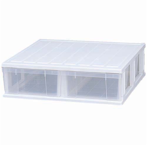 アイリスオーヤマ チェスト 押入れ 1段 幅74×奥行70×高さ21.6cm ホワイト/クリア OC-742