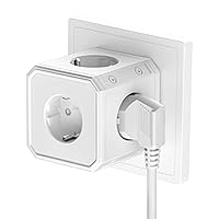 Steckerleiste 5-Fach, Doppelstecker für Steckdose, Weiß