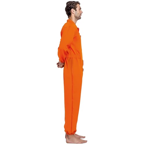 Spooktacular Creations Herren Gefangener Kostüm, Insasse Jailbird Sträfling Orange Overall mit Namensschild (X-Large, Orange)