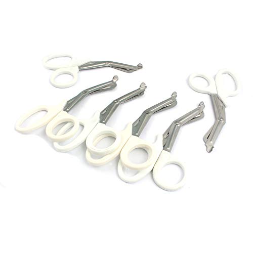 LAJA IMPORTS 6 PCS PARAMEDIC UTILITY BANDAGE FIRST AID STAINLESS STEEL TRAUMA EMT EMS SHEARS SCISSORS 7.25' WHITE