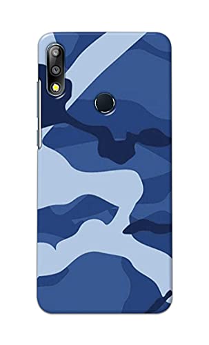 Image of Printed Hard Back Cover Case for Asus Zenfone Max Pro (M2) (6.26 inch) | Zenfone Max Pro M2 Back Cover (Army Blue Pattern) -1302
