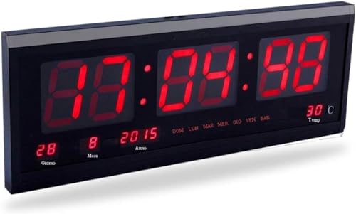 OROLOGIO DA PARETE DIGITALE CON DISPLAY LED CON DATARIO SVEGLIA E TEMPERATURA