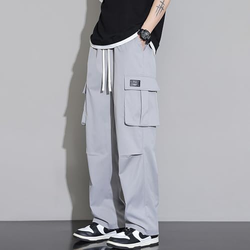 Black Multi-Pocket Cargo Pants for Men Hip Hop Mens Pants Baggy Streetwear Work Pants for Men Adjustable Men's Pants4
