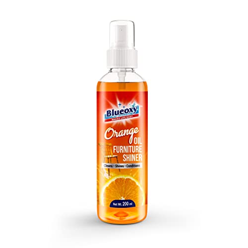 BLUEOXY Orange Oil Furniture Shiner |Furniture Cleaner |Conditioner |Natural Furniture Care Product |Wood Restorer Shiner| Enhance the Natural Grain of the Wooden Furniture| RTU Spray| 200 ML| QTY 2