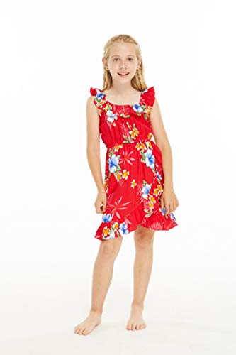 Image of Matchable Family Hawaiian Luau Men Women Girl Boy Clothes in Hibiscus Red