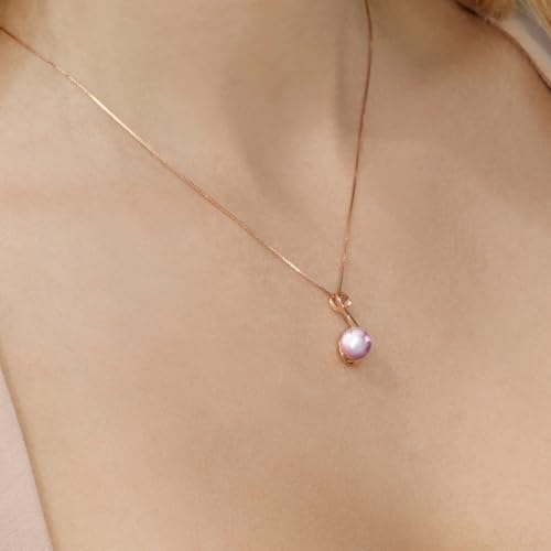 The Pearl Source 8-9mm Genuine Pink Freshwater Cultured Pearl Rose Gold Anastasia Pendant Necklace for Women2