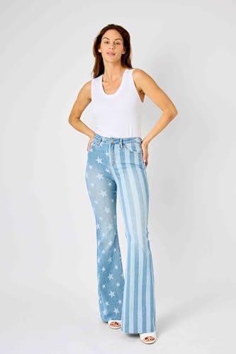 Judy Blue 'The Americana' Flare Jeans - High Waist, Patriotic Stars & Stripes, Stretch Denim 88695-2