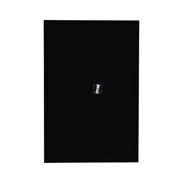 Flügeltürenschrank komplett montiert schwarz 120x92x42cm Metallschrank abschließbar Lagerschrank Aktenschrank 2… – Bild 3