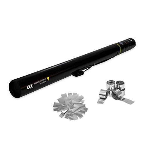 EUTOPICA Cañón Confeti + Serpentina Metalizado Eléctrico 80 cm (Plata) | 24/48H laborables | #DeLosBuenos