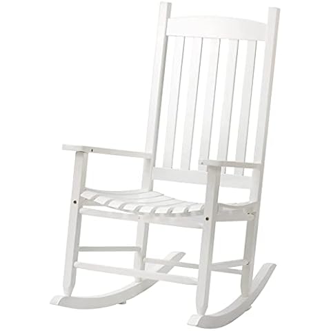 BSTOPHKL Outdoor Rocking Chair Patio Rocker Chair with High Back and Handrail Porch Rocker for Garden Front Porch Patio Backyard, White Cover
