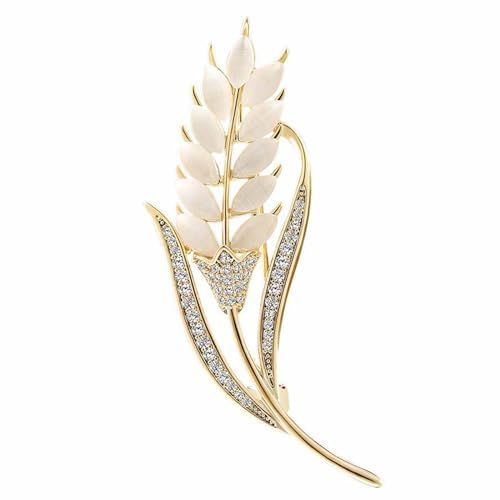 Wendalern Rhinestone Trigo Oreja Broche Broche De Oro Ópalo Trigo Ramillete Broche Elegante Planta De Flores Broche De Mama Boda Banquete Nupcial Decoración De Joyas Para Las Mujeres Niñas