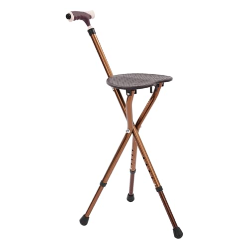 Walking Stick with Seat Foldable for Women Elderly,Height Five-Speed Adjustable,Triangular Aluminum Alloy Cane Stool Folding Seat